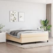 vidaXL Boxspring-sängram gräddvit 160x200 cm tyg