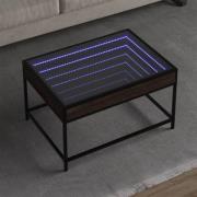 vidaXL Soffbord med Infinity LEDs brun ek 70x50x41 cm