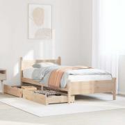 vidaXL Sängram utan madrass 75x190 cm massiv furu