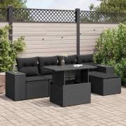 vidaXL Loungegrupp med dynor 6 delar svart konstrotting