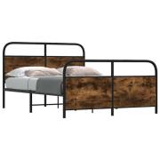 vidaXL Sängram utan madrass metall rökfärgad ek 140x200 cm