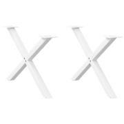vidaXL Soffbordsben X-formade 2 st vit 70x(42-43) cm stål