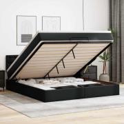 vidaXL Ottoman sängram med madrass svart 180x200 cm konstläder