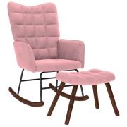 vidaXL Gungstol med pall rosa sammet