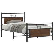 vidaXL Sängram utan madrass brun ek 107x203 cm konstruerat trä