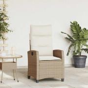 vidaXL Fällbar trädgårdsstol med sidobord beige konstrotting