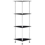 vidaXL Hylla 4 hyllplan svart 30x30x100 cm härdat glas