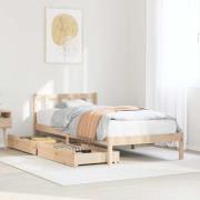 vidaXL Sängram utan madrass 75x190 cm massiv furu