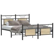 vidaXL Sängram utan madrass sonoma-ek 150x200 cm konstruerad trä