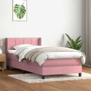 vidaXL Ramsäng med madrass rosa 80x220 cm sammet