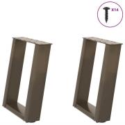vidaXL Soffbordsben U-formade 2 st naturstål 38x(42-43) cm stål