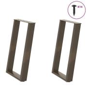 vidaXL Matbordsben U-formad 2 st naturstål 50x(72-73) cm stål