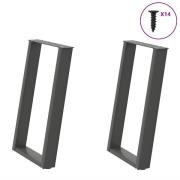 vidaXL Matbordsben U-formade 2 st antracit 60x(72-73) cm stål
