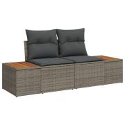 vidaXL 8-delat trädgårdsofa set med dynor Grå Poly Rotting