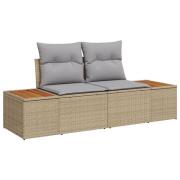 vidaXL 9 Delars Trädgårdsoffset med Kuddar Beige Poly Rattan