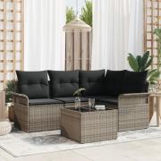 vidaXL 4 Delar Trädgårdsoff set Med Kuddar Svart Poly Rattan