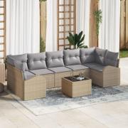 vidaXL 8-delat trädgårdsoffaset med kuddar Beige Poly Rattan