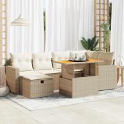 vidaXL Trädgårdssoffset med dynor 8 delar beige konstrotting akaciaträ