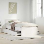 vidaXL Sängram utan madrass med huvudgavel vit 90x190 cm massiv furu