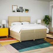 vidaXL Ramsäng med madrass gräddvit 200x200 cm tyg
