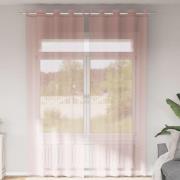 vidaXL Voile gardiner med genomföringar 2 st ljusrosa 140x300 cm