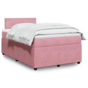 vidaXL Ramsäng med madrass rosa 120x190 cm sammet