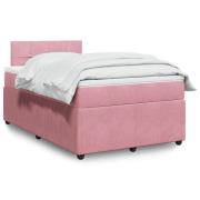 vidaXL Ramsäng med madrass rosa 120x190 cm sammet