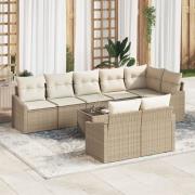 vidaXL Trädgårdsofa-set Set om 9 Beige Polyrotting Trädgårdsofa-set