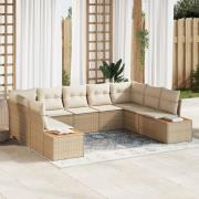vidaXL 9-delat trädgårdsoffaset med kuddar beige poly konstrotting aka...