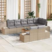 vidaXL 9-delat Trädgårdsoffaset med kuddar Beige Poly Rattan Akacia