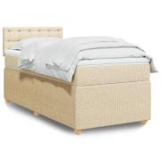 vidaXL Ramsäng med madrass gräddvit 90x190 cm tyg