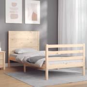 vidaXL Sängram med huvudgavel 90x200 cm massivt trä