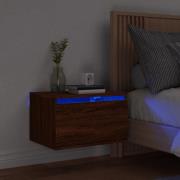 vidaXL Väggmonterat sängbord med LED ljusbrun ek