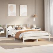 vidaXL Säng med bokhylla utan madrass vit 120x200 cm massiv furu