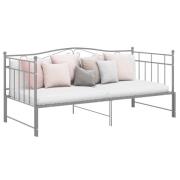 vidaXL Utdragbar sängram bäddsoffa grå metall 90x200 cm