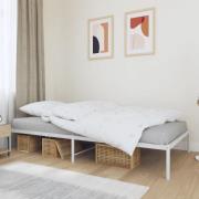 vidaXL Sängram metall vit 107x203 cm