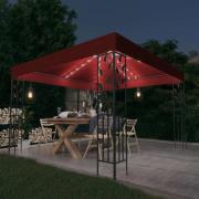 vidaXL Paviljong med ljusslinga LED 3x3 m vinröd