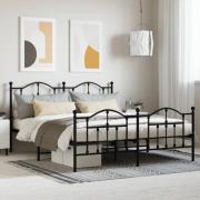 vidaXL Sängram utan madrass med fotgavel metall svart 160x200 cm
