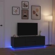 vidaXL TV-bänk med LED-lampor svart ek 160,5x41x50 cm