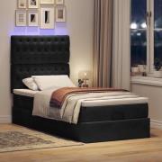 vidaXL Ottoman sängram med madrasser svart 100x200 cm sammet