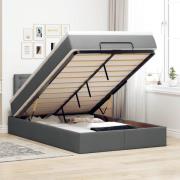 vidaXL Ottoman säng med madrass mörkgrå 120x190 cm tyg