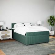 vidaXL Ramsäng med madrass mörkgrön 160x200 cm sammet