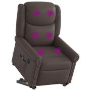 vidaXL Elektrisk stå-upp massagestol glänsande brun konstläder