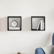 vidaXL Vägghylla kubformad 2 st svart ek 30x15x30 cm konstruerat trä