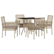 vidaXL 5-delat trädgårdsdining-set beige poly rotting