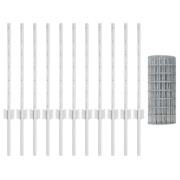 vidaXL Euro Staket med 11 U-Stolpar Silver 0,6x25 m Stål