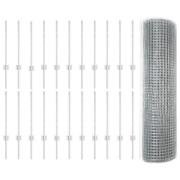 vidaXL svetsat nätstaket med 22 U-poster Silver 0.6x50 m Stål