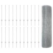 vidaXL svetsat trådgärde med 22 U-poster Silver 0.8x50 m Stål