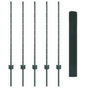 vidaXL Hönsnätsinhegning Set om 2 Grön Metall, Plast 10 x 1 m Hållbar