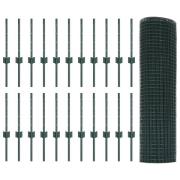 vidaXL svetsad trådgrind med 22 U-poster Grön 0.4x50 m Stål